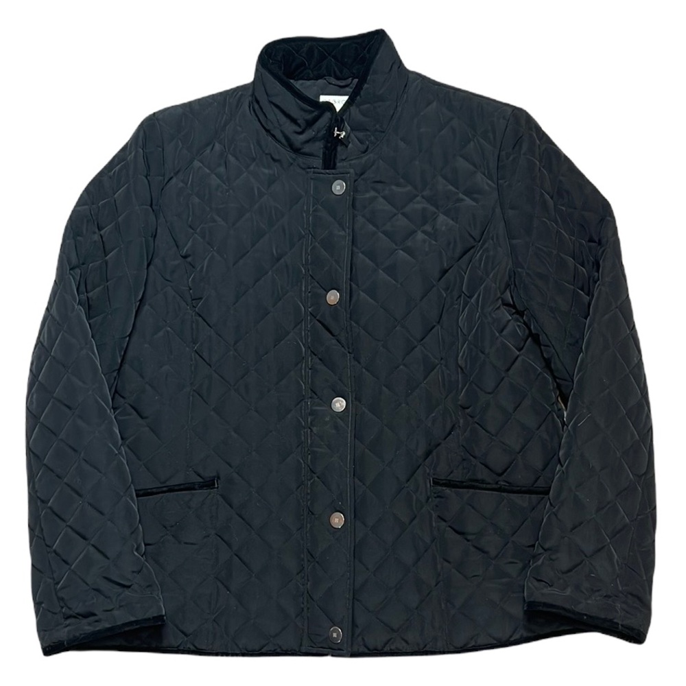 George Black Quilted Snap Front Jacket Coat Missy XL